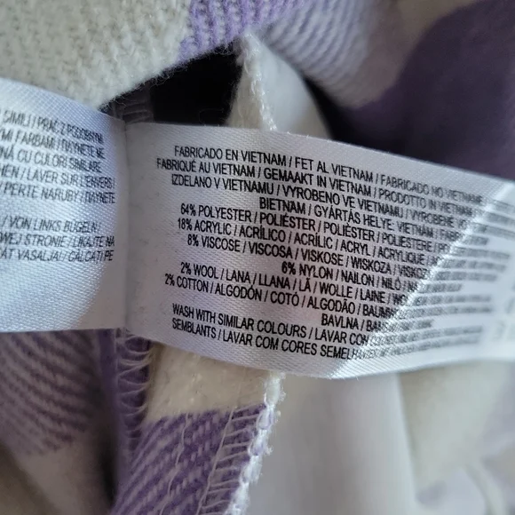 Primark Purple & White Buffalo Plaid Check Jacket Women's Size Small - Picture 9 of 10